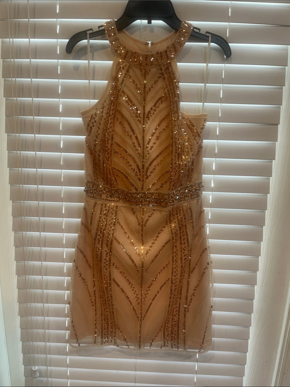 Windsor Gold Sequin High-Neck Mini Dress